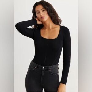 INWEAR: Women's Black Long Sleeve Top with square neckline
